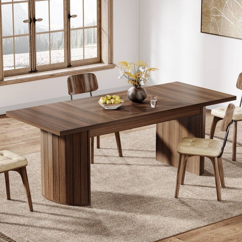 78.7 Inches Brown Wood Dining Table Kitchen Table for 8 People