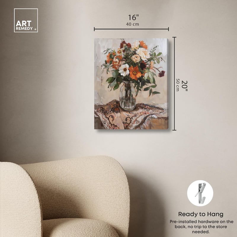 Delicate Glass Vase and Flowers Canvas by Art Remedy, Gallery Wrapped
