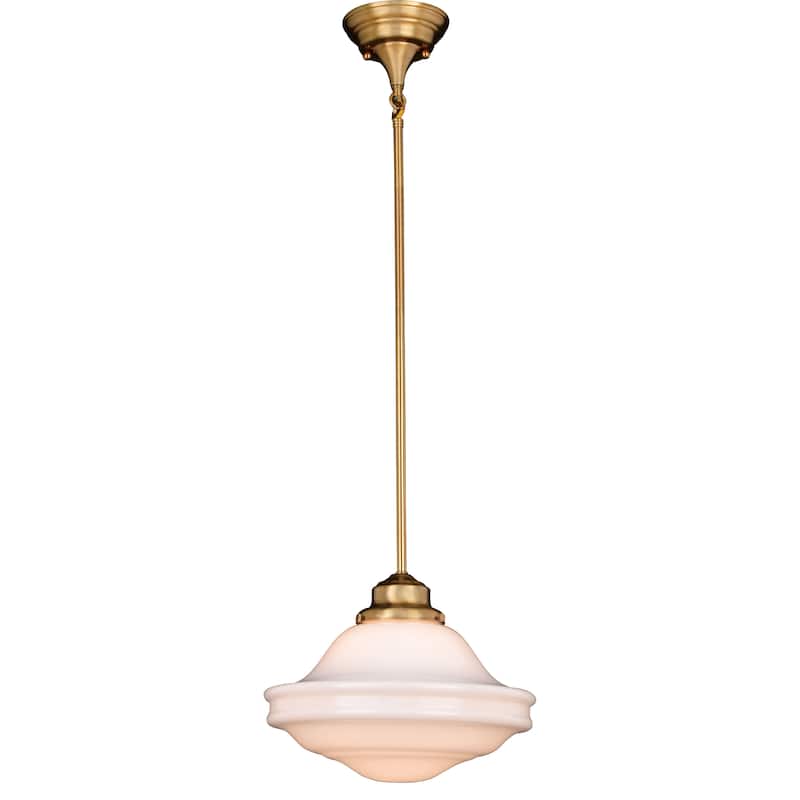 Huntley 1 Light Farmhouse Schoolhouse Pendant White Glass