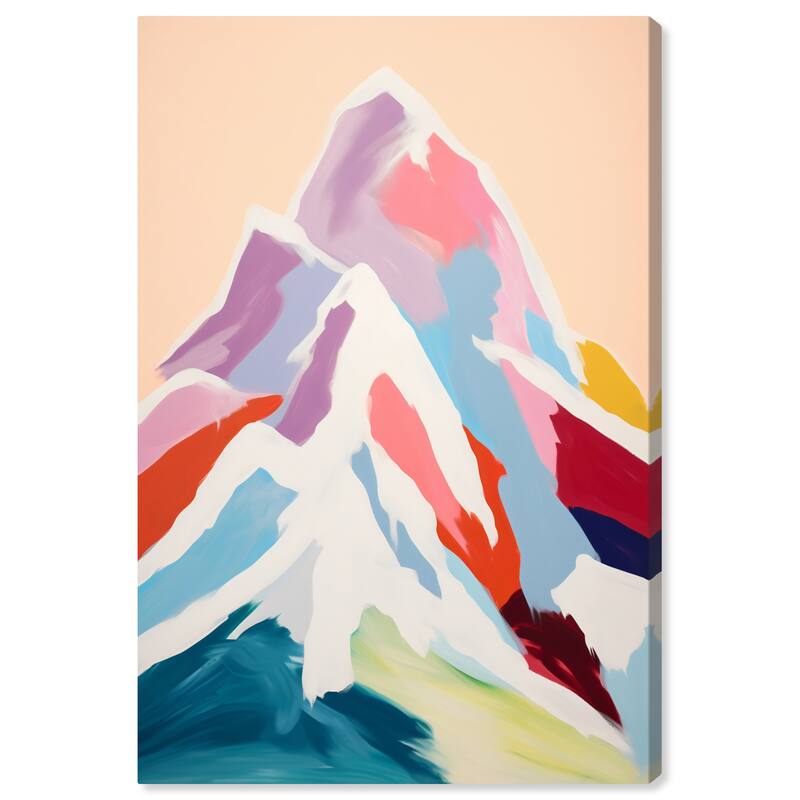 Wynwood Studio Nature and Landscape Mountain in Pastel Colors Pink and Light Pink Modern & Contemporary Wall Art Canvas Print