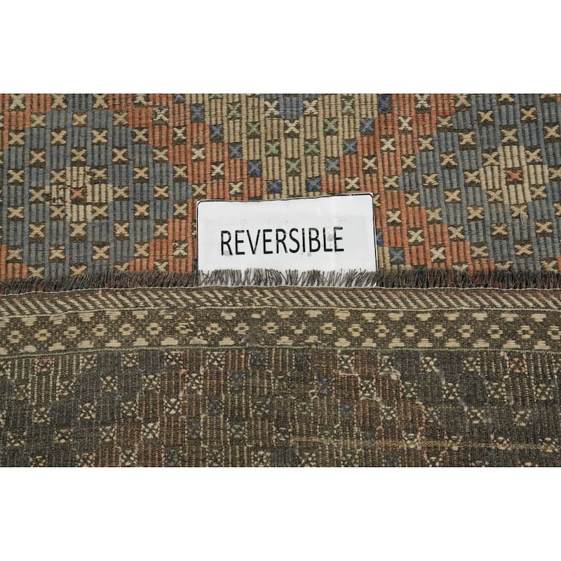 Hand Woven Oriental 100% Wool Carpet Southwestern Tribal Multi-Colored Kilim Area Rug - 11' 0'' X 5' 3''