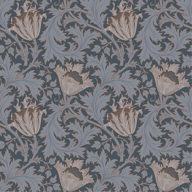 A-Street Prints Anemone Dark Blue Floral Trail Wallpaper