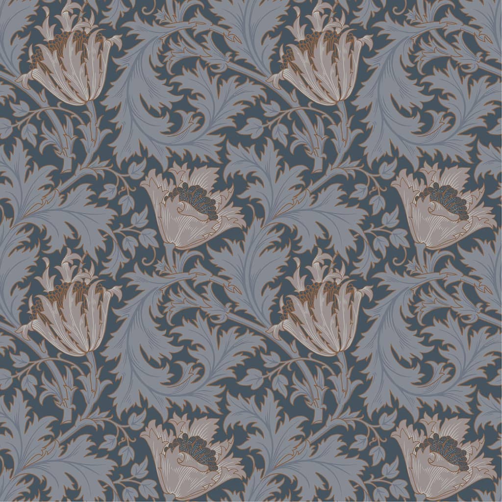 A-Street Prints Anemone Dark Blue Floral Trail Wallpaper