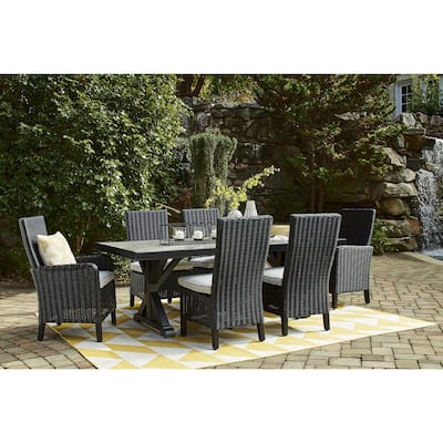 Signature Design by Ashley Beachcroft Black/Light Gray 7-Piece Outdoor Dining Package - 84.25" W x 42.25" D x 29.25" H