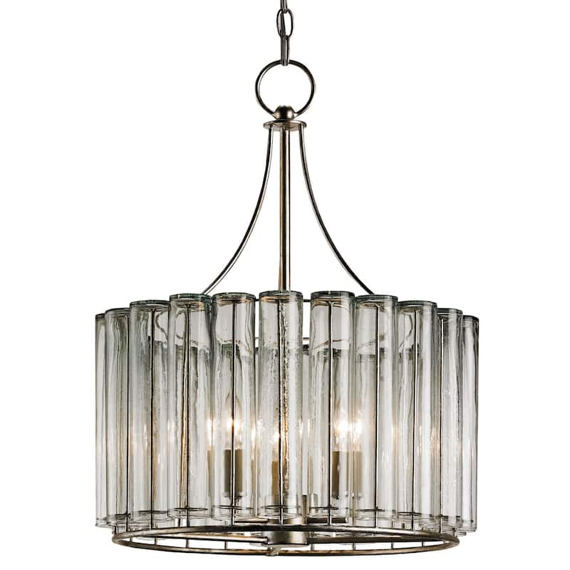 Currey & Company Bevilacqua Small Glass Chandelier - 24"h x 18"dia - 24"h x 18"dia - Silver Leaf