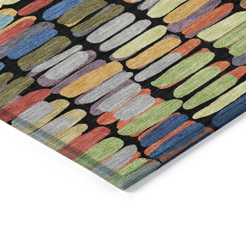 Machine Washable Indoor/ Outdoor Modern Caps Chantille Rug