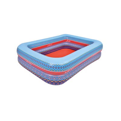 69" Inflatable Rectangular Bohemian Print Swimming Pool