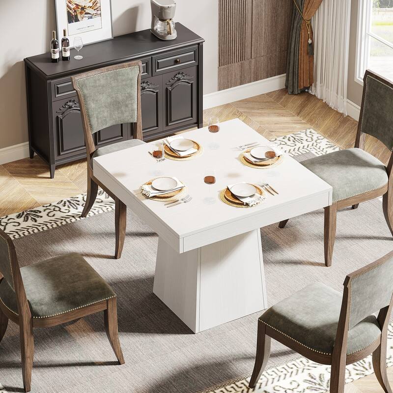 Square Dining Table for 4, 31.5-Inch Kitchen Table with Pedestal Base - 31.5"D x 31.5"W x 29.53"H