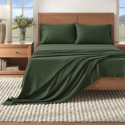 Linery & Co. Turkish Cotton Double-Brushed Solid Color Flannel Bed Sheet Set