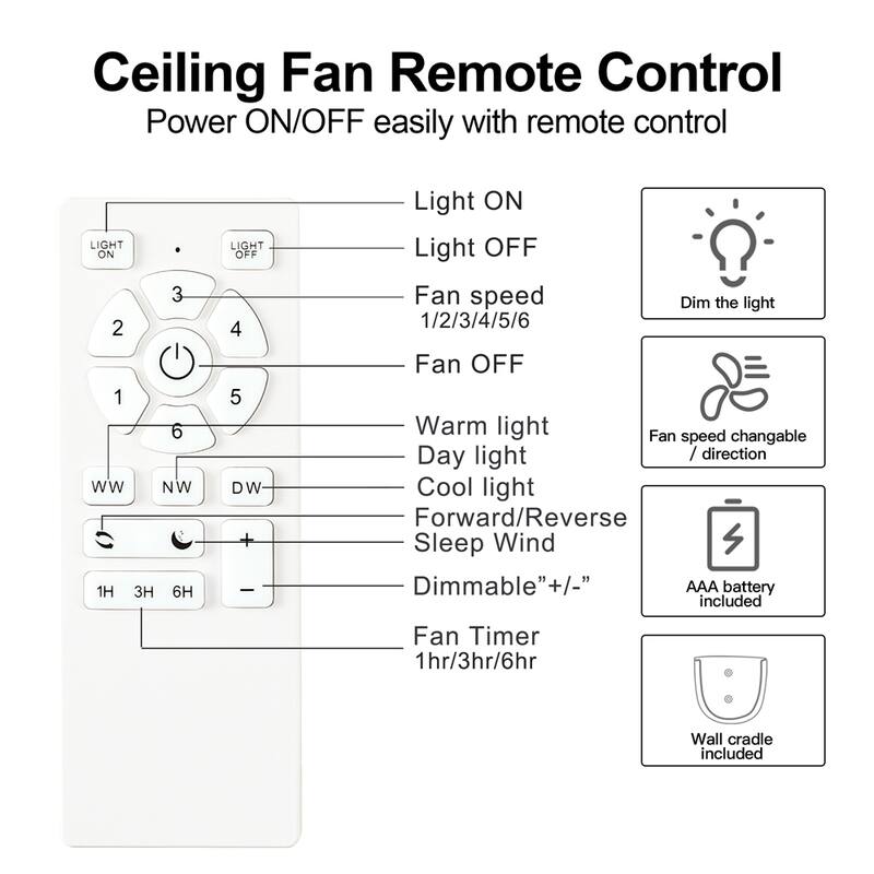 30 In Intergrated LED Ceiling Fan Lighting with Matte Black ABS Blade