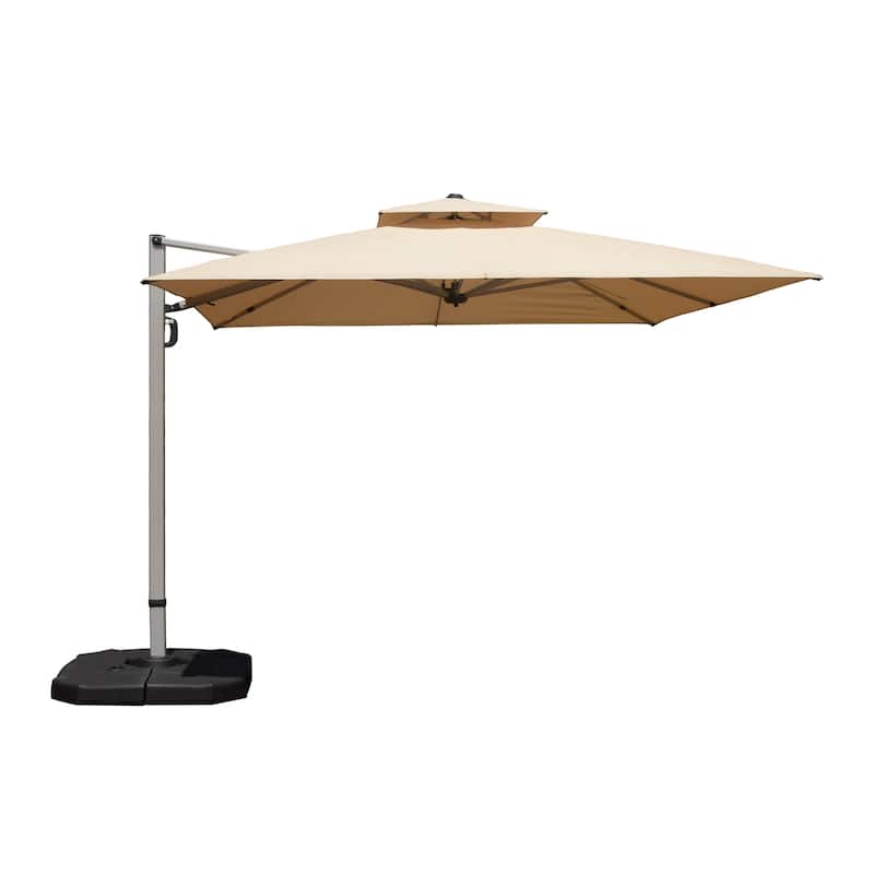 9ft Aluminum Cantilever Patio Umbrella with 360° Rotation & Adjustable Tilt