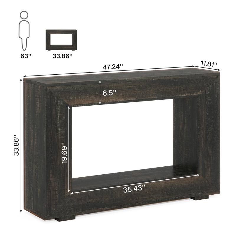 Rustic Console Sofa Table for Entryway, Hallway, Living Room - 47.24" W x 32.8" H x 11.81" D