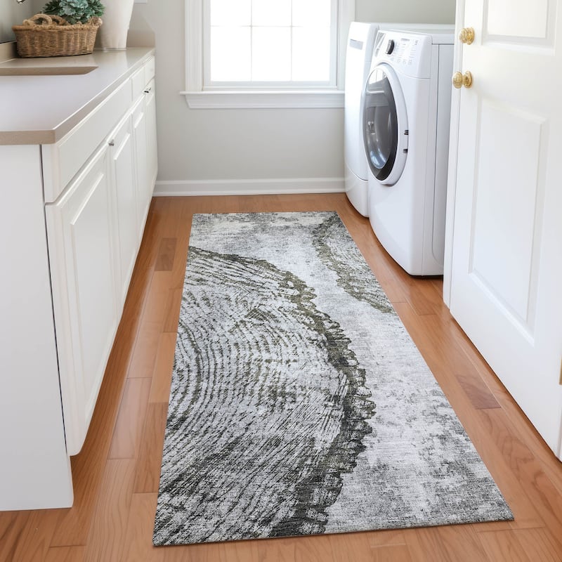 Machine Washable Indoor/ Outdoor Chantille Modern Pop Rug - Grey - 2'3" x 7'6"
