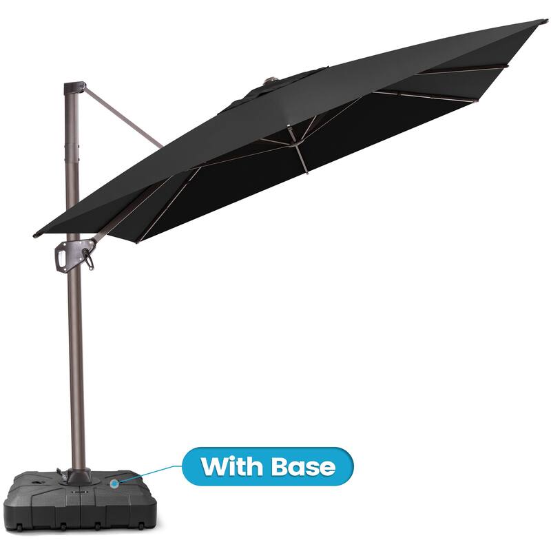 Outdoor 11 x 9 FT Patio 360 Degree Rotation Cantilever Umbrella with Base