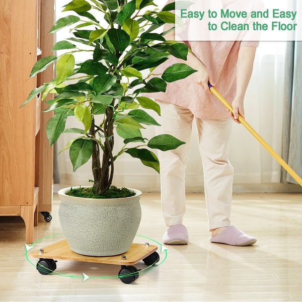Plant Caddy Rolling Bamboo Plant Stand with Wheels - Bed Bath & Beyond -  37246256