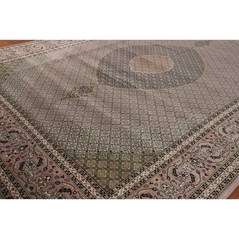 Traditional Gray Kashan Turkish Area Rug Machine Made Floral Carpet - 9'9" x 13'1"
