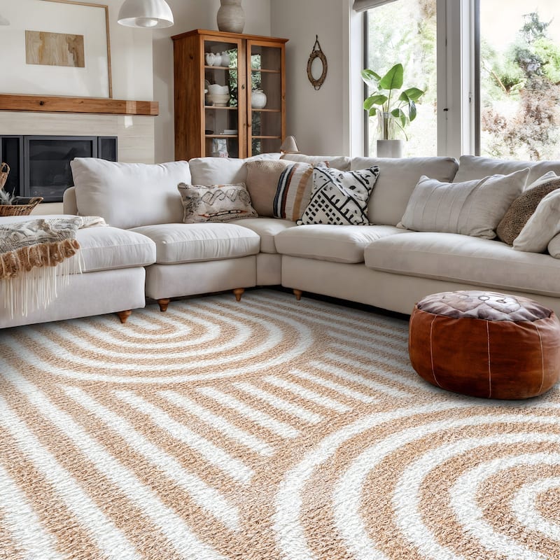 Abstract Arch Shag Rug - Medium Pile, Durable & Easy to Clean - Anthracite Dark Gray