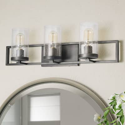 Fora Modern Farmhouse 3-Light Bathroom Vanity Lights Metallic Grey Wall Sconces