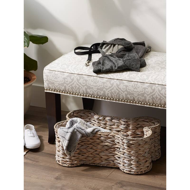 Bone Dry White Wash Hyacinth Bone Pet Basket Large 24x15x9