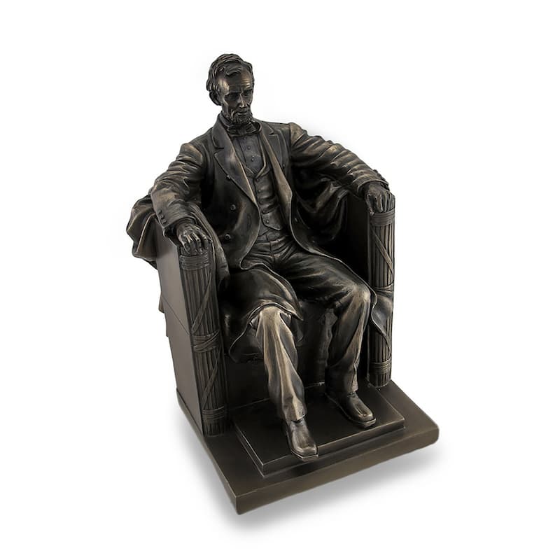 Seated Abraham Lincoln Bronzed Historical Sculptural Statue - 9 X 6.75 X 6.5 inches
