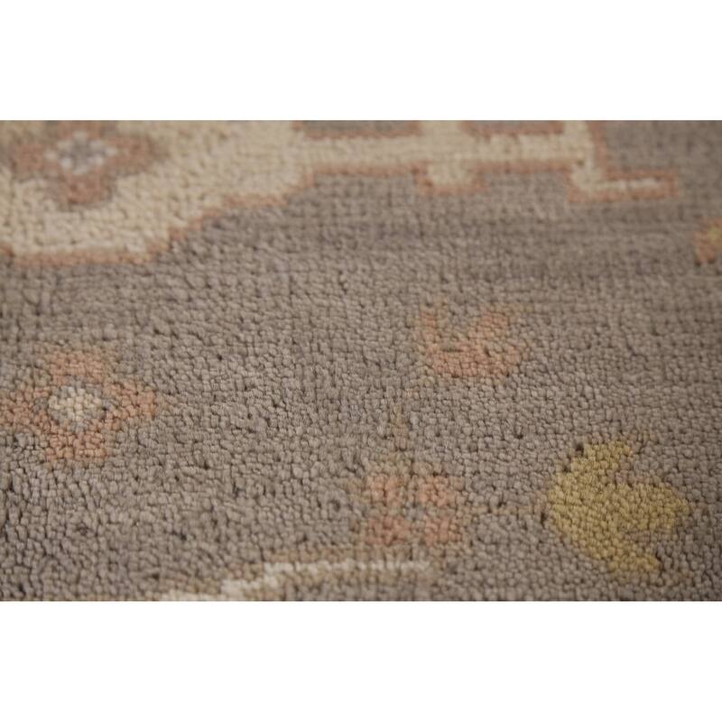 Earth Tone Oushak Indian Area Rug Handmade Floral Wool Carpet - 7'11" x 10'1"