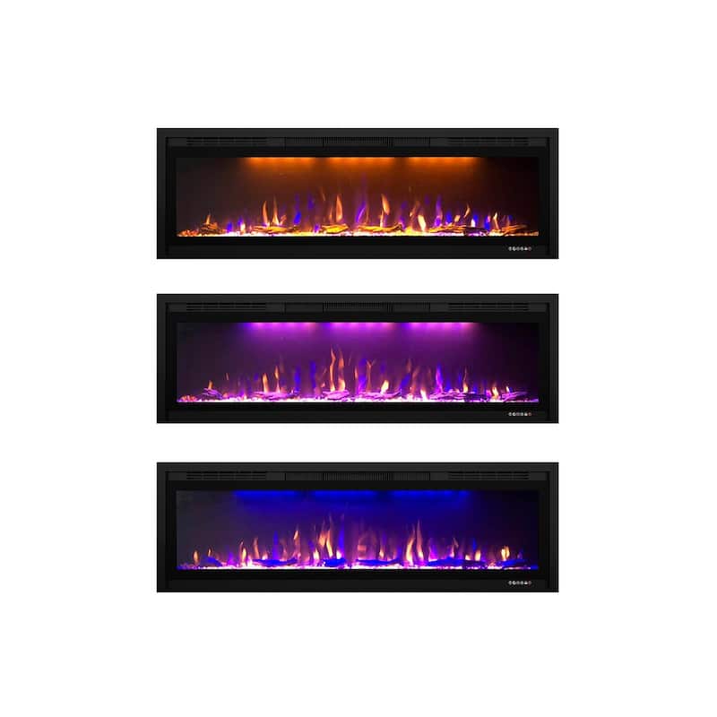 Clihome 50-74"Wide LED Wall-mount Electric Fireplace