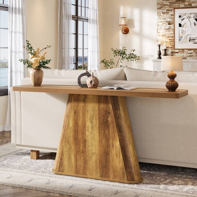 63" Farmhouse Wooden Console Sofa Table for Entryway Hallway - 63" L x 13.8" W x 31.9" H