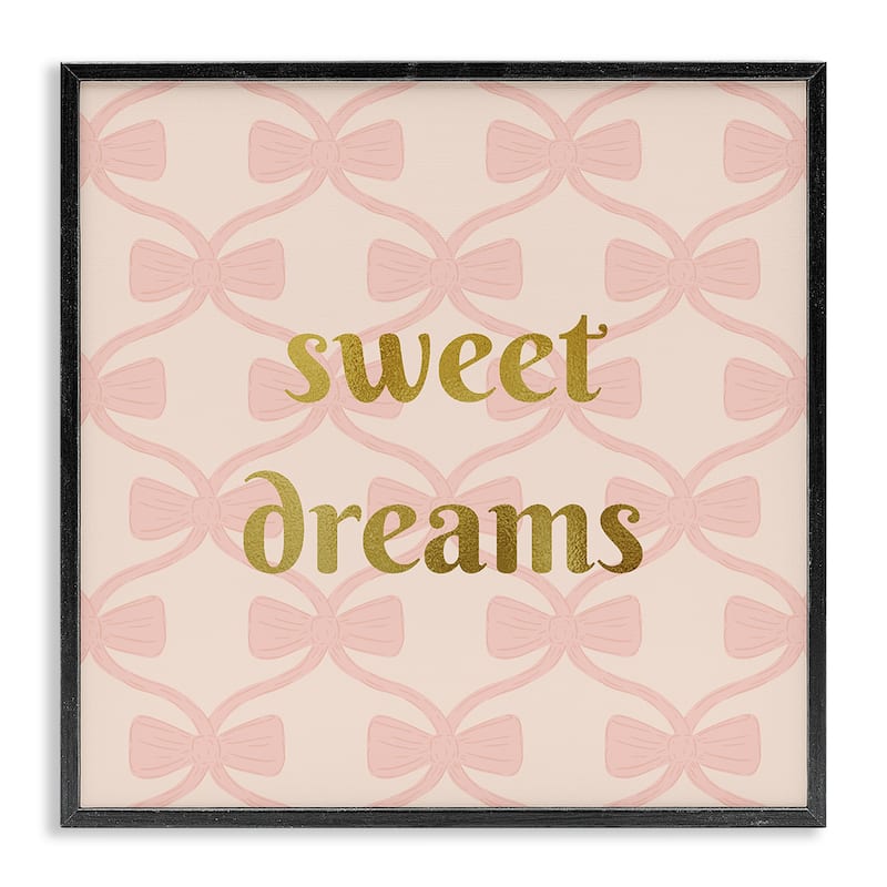 Stupell Pastel Bows & Sweet Dreams Framed Giclee Art Design By Sazerelli Designs - 17 x 17 - Black