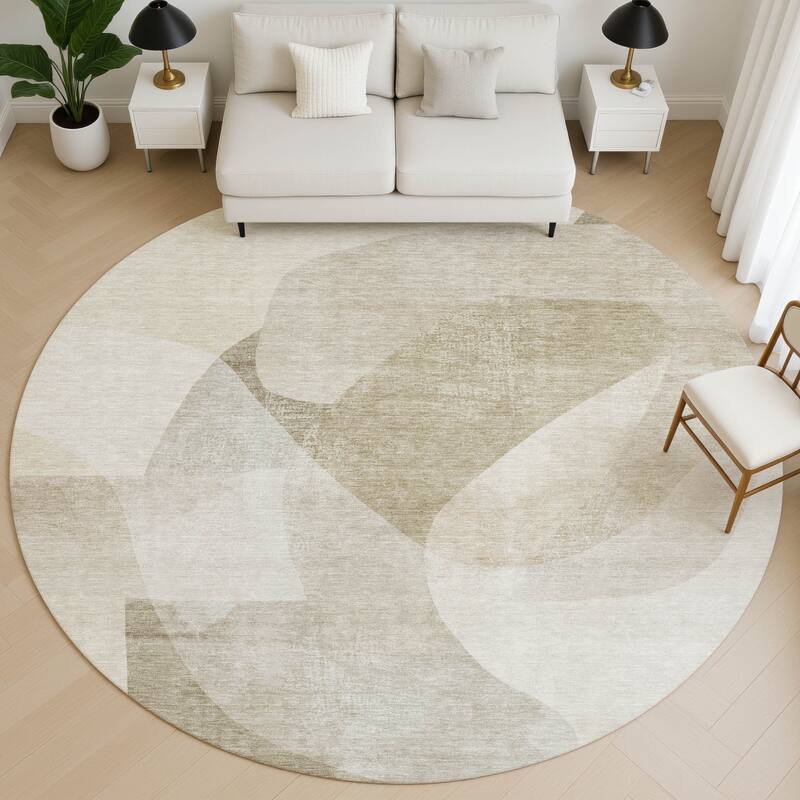 Premium Washable Super Soft Casual Contemporary Mayfield Rug - Beige - 8' x 8'