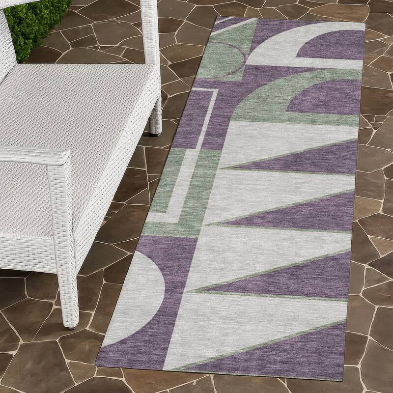 Machine Washable Indoor/ Outdoor Modern Crowley Chantille Rug - Plum - 2'3" x 7'6"