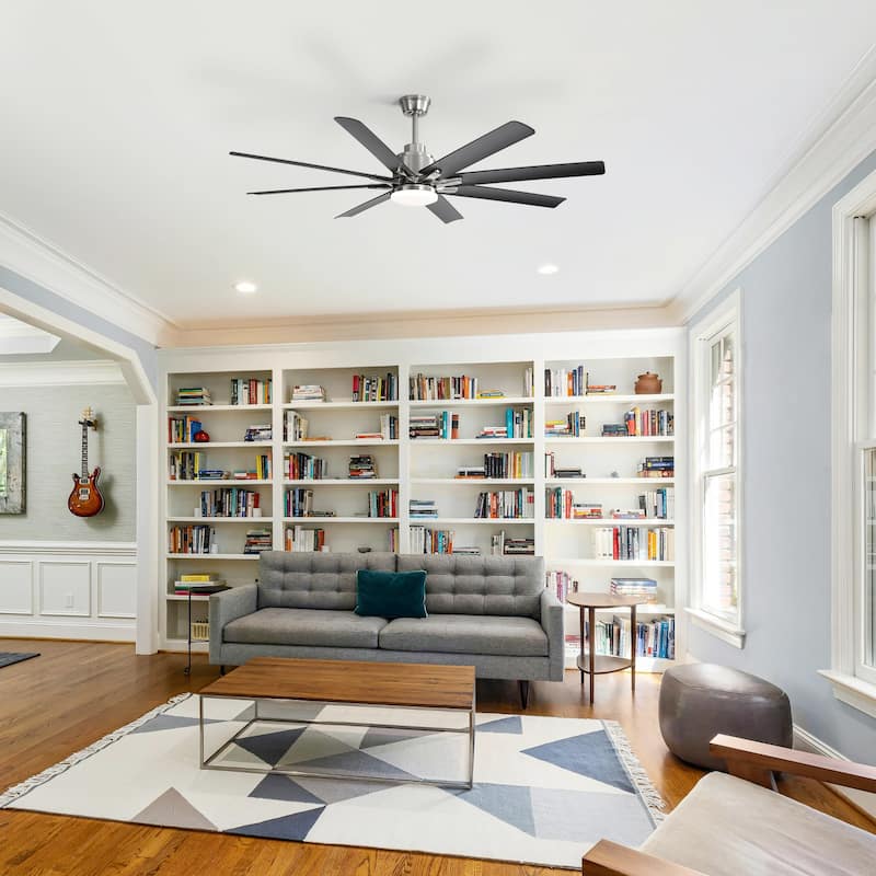 52" Indoor Noiseless Ceiling Fan with Integrated LED Light and Remote