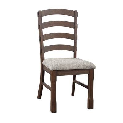 Brown/Gray Fabric Upholstered Wood Frame Dining Chair, Set of 2, Sturdy Dining Chair for Dining Rooms - 20.5
