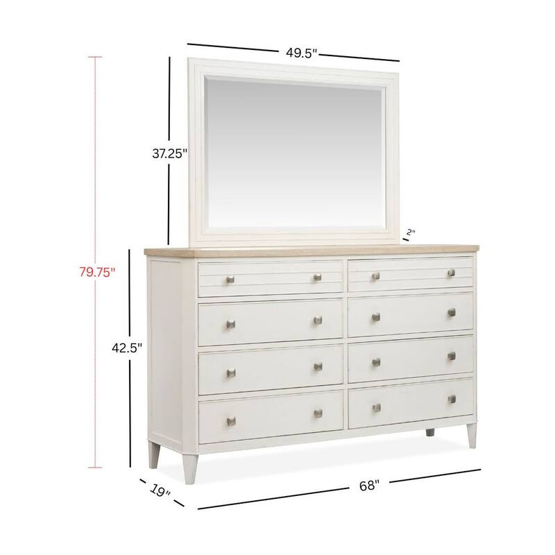 Salt Life Home Echo Isles Sea Pearl and Driftwood Double Drawer Dresser with Landscape Mirror