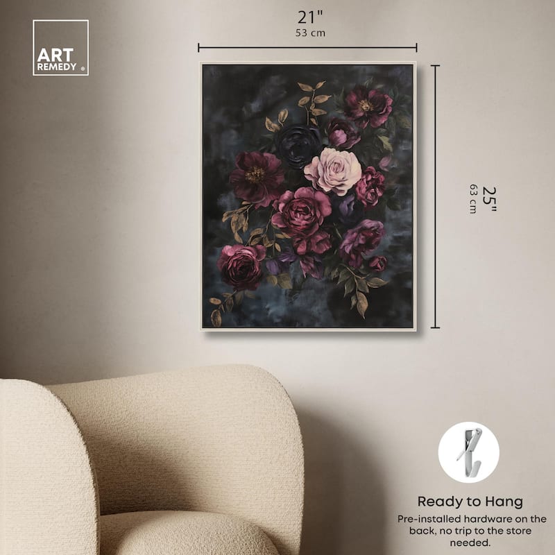 Vintage Dark Roses Canvas by Art Remedy