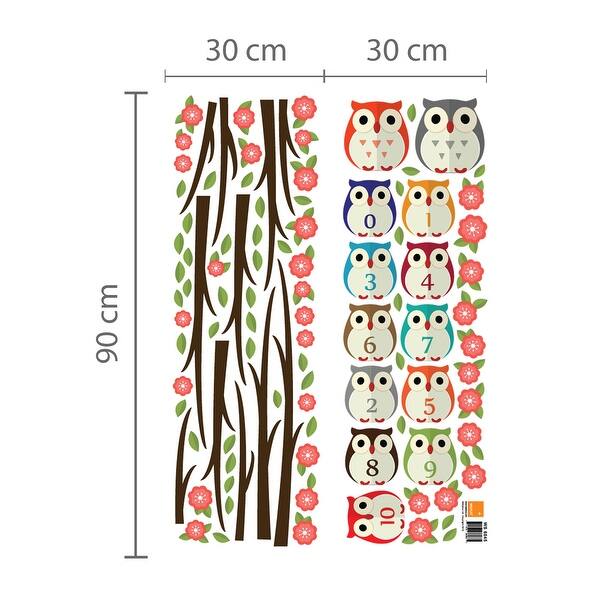 dimension image slide 2 of 3, Walplus Owl Learning Numbering Wall Sticker DIY Nursery Decor Decal