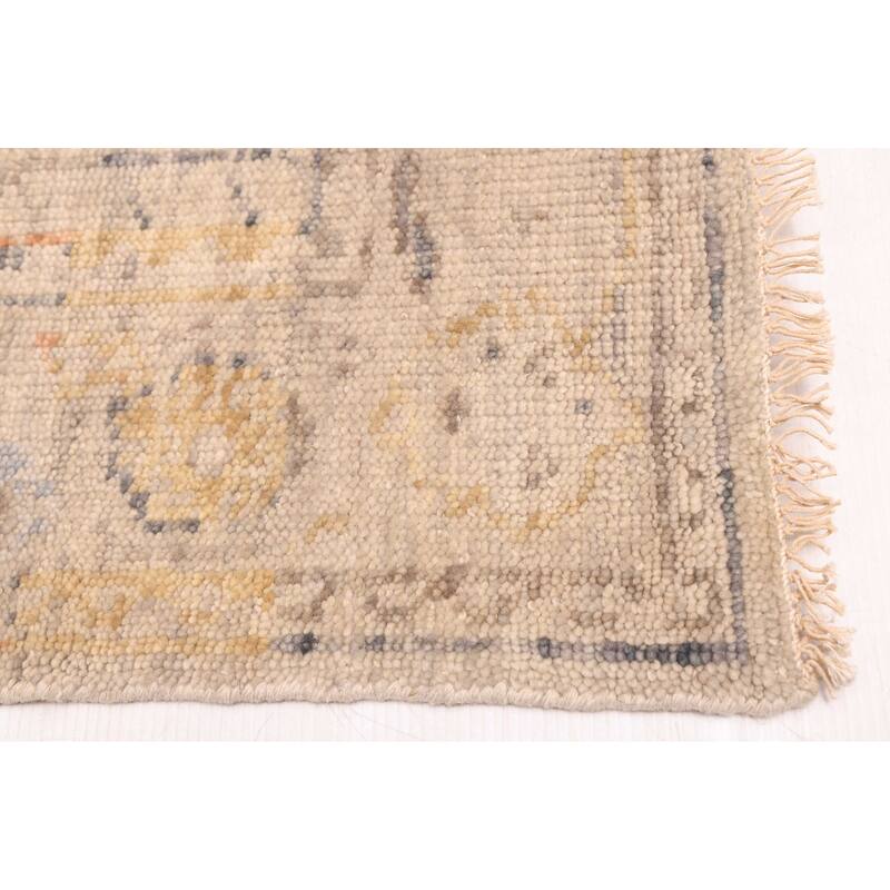 ECARPETGALLERY Hand-knotted Modern Oushak Light Grey Wool Rug - 4'0 x 5'8