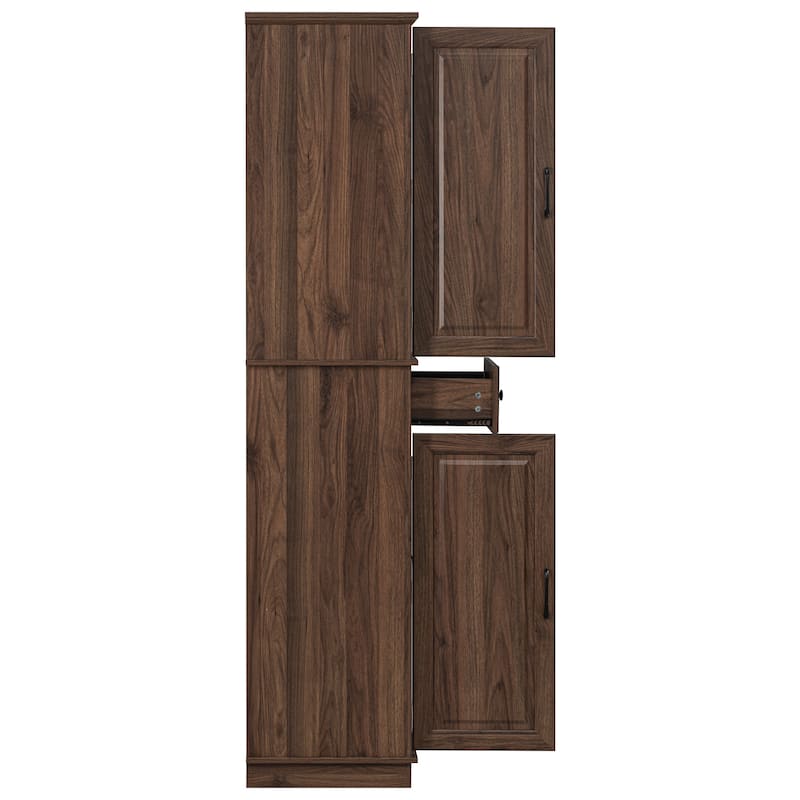 71" Tall Kitchen Pantry Cabinet with 3 Pull Out Cabinet Organizers, Farmhouse Embossed Texture Storage Cabinet