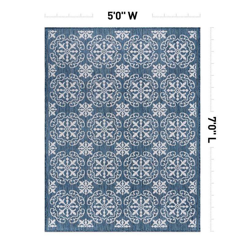 World Rug Gallery Transitional Geometric Textured Flat Weave Indoor/Outdoor Area Rug