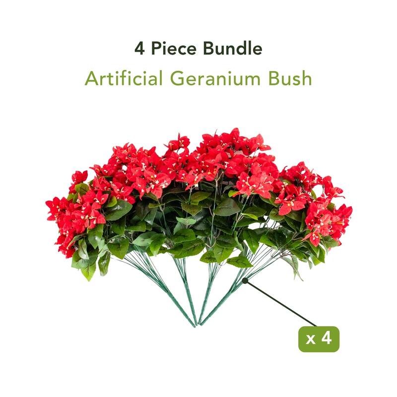 19-in UV Resistant Artificial Bougainvillea Bush - Set of 4