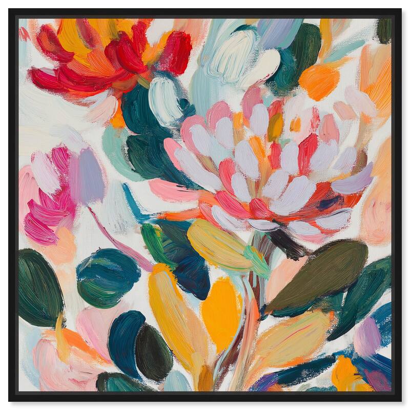 Lively Flora II Canvas by Art Remedy - Black - 16" x 16"