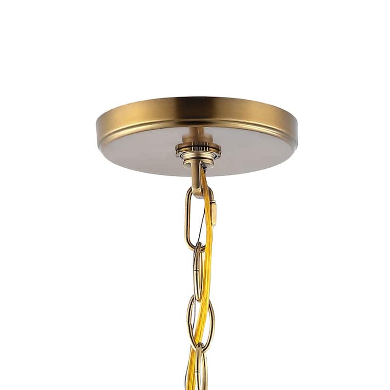 Violet 13.5" 3-Light Modern Bohemian Iron/Glass LED Pendant, Brass Gold/Clear by JONATHAN Y - 3 Light