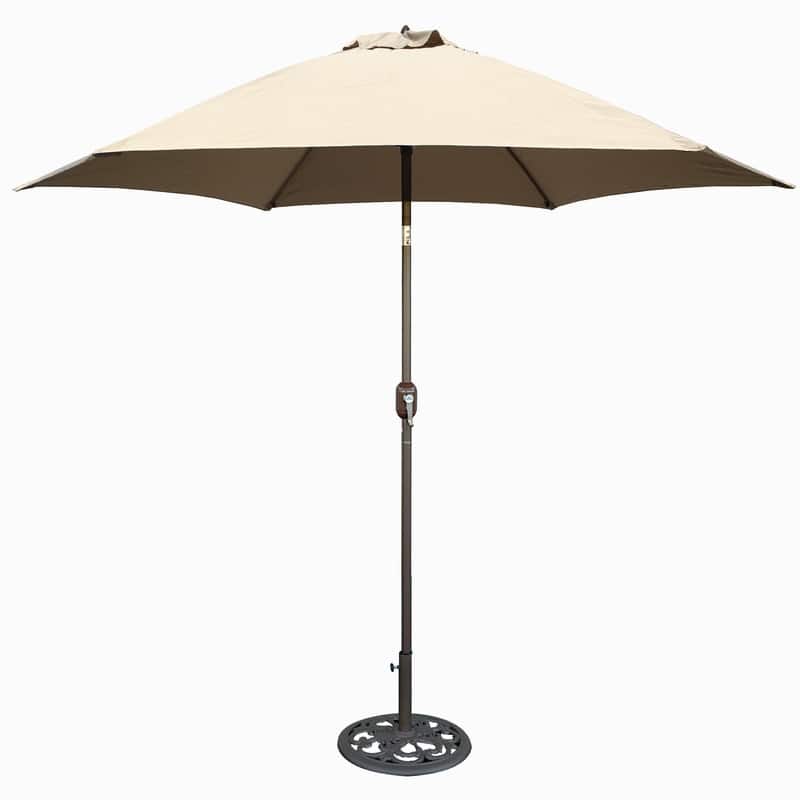 Tropishade 9 ft. Aluminum Bronze Patio Umbrella with Beige Cover