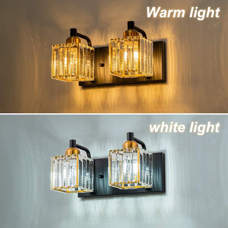 Dimmable Square Bathroom Crystal Vanity Light Wall Sconces