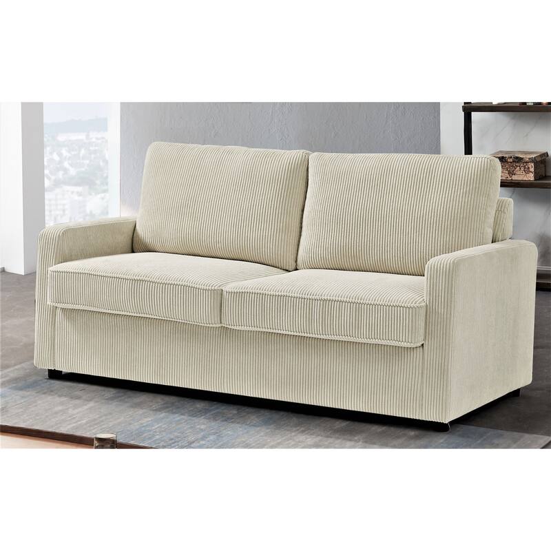 Manchester Polyester Corduroy 70 inch Square Arms Sofa Bed