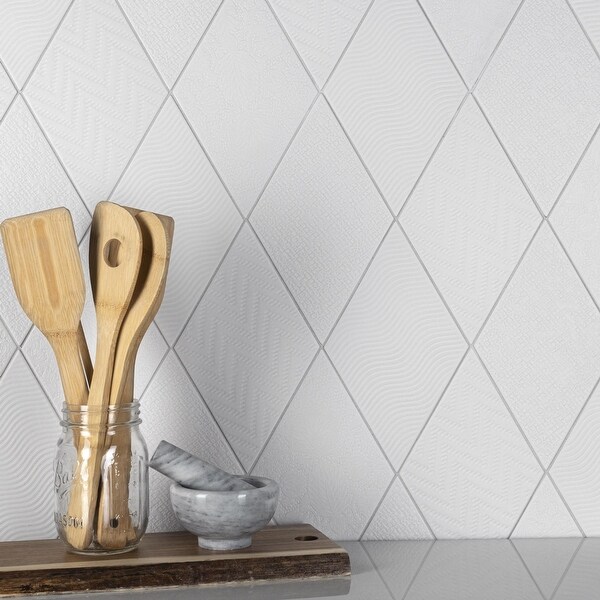 SomerTile Rhombus White 5.5" x 9.5" Porcelain Floor and Wall Tile. Opens flyout.