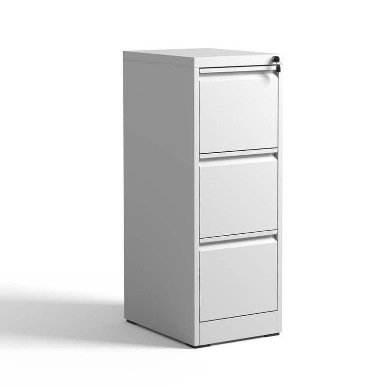 3 Drawer Metal Vertical Filing Cabinet with Lock,A4 Legal/Letter Size - White