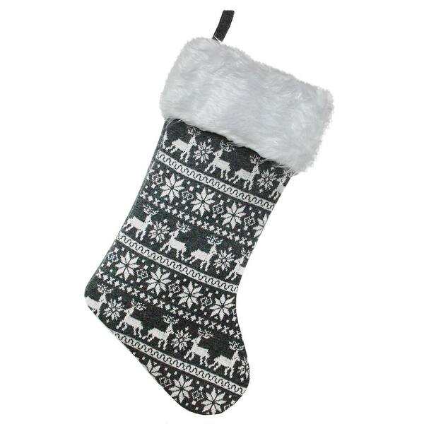 Shop 15 5 Gray And White Reindeer And Snowflake Knit Christmas