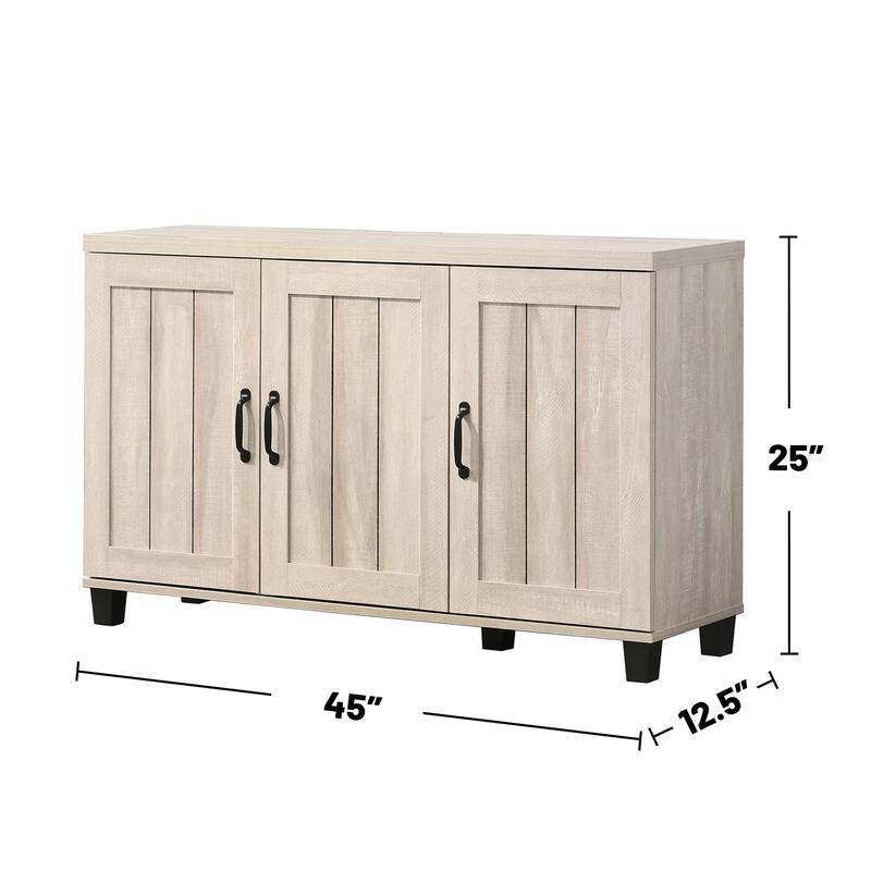 3 Doors Wooden Shoe Cabinet in Dusty Gray Oak