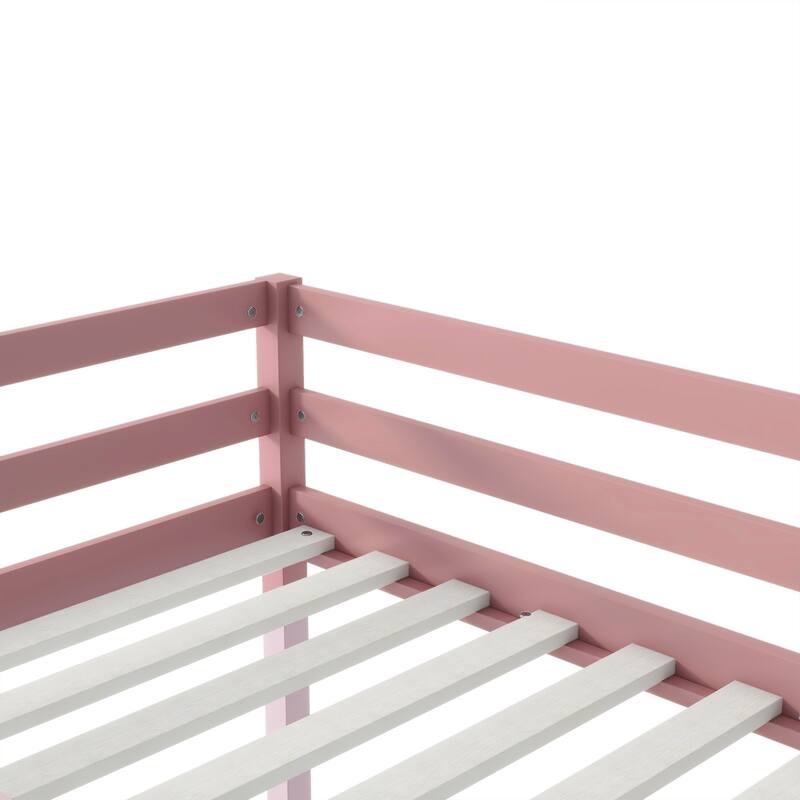 Twin Loft Bed - Solid Rubber Wood Frame with Ladder, Strengthened Slat Platform for Durable Sleeping Space