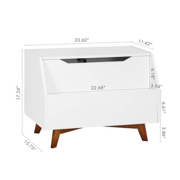 COSTARS White Wooden Kids Toy Chest and Storage Organizer Bench with Front Book Storage Area